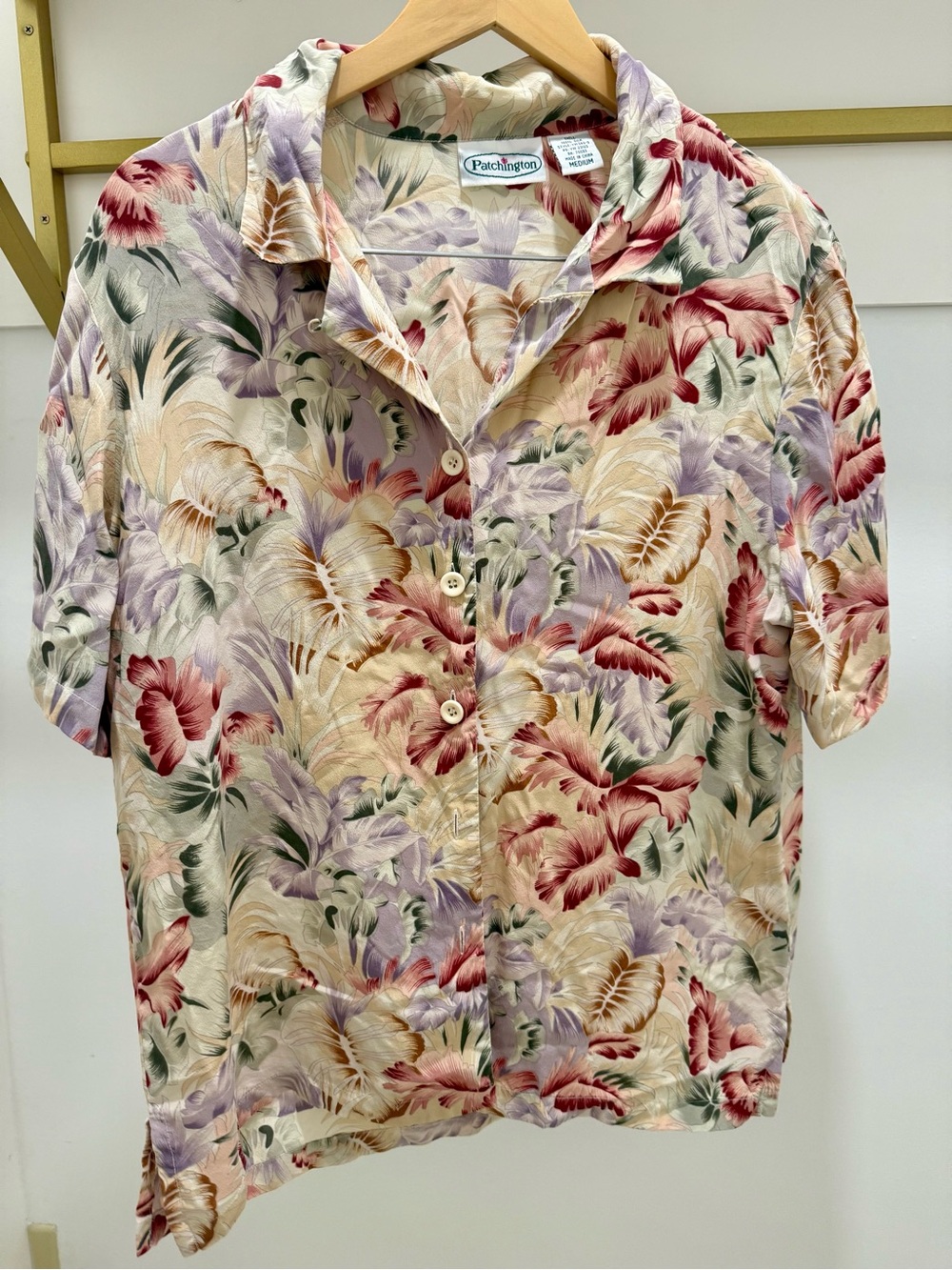 Vintage Silk Tropical Hawaiian Camp Shirt Floral Resort Vacation Medium - Picture 7 of 9